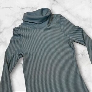 Athleta Turtleneck Sweater Dress Long Sleeve Blue Ribbed Women's Size Medium